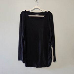 Lane Bryant Black Long-Sleeve Scoop Neck Tee